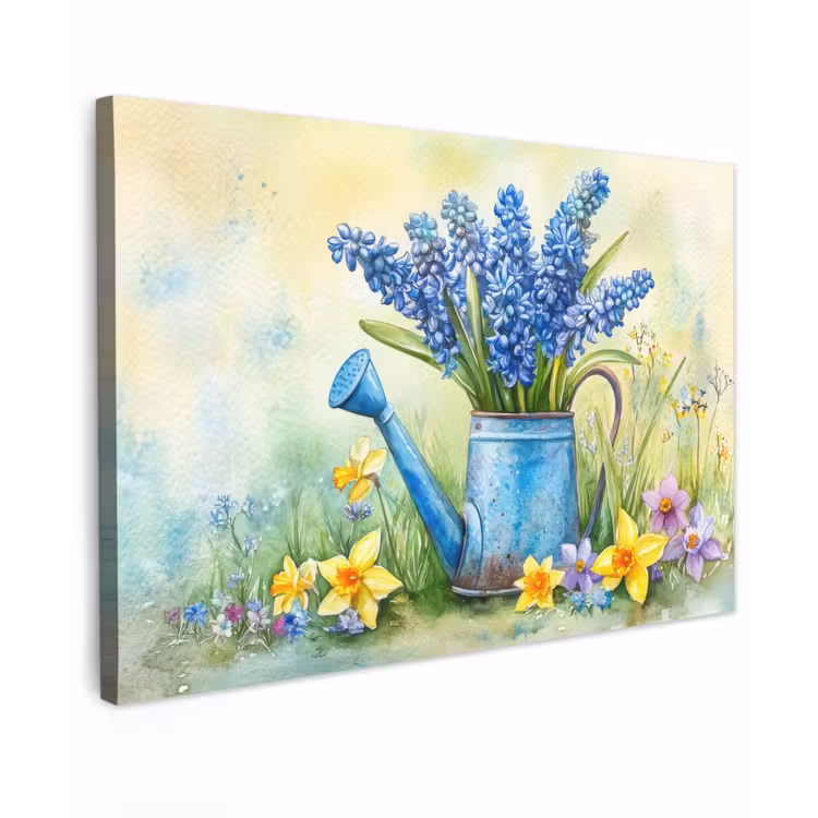 Canvas schilderij - Gieter - Lavendel - Bloesems — 1