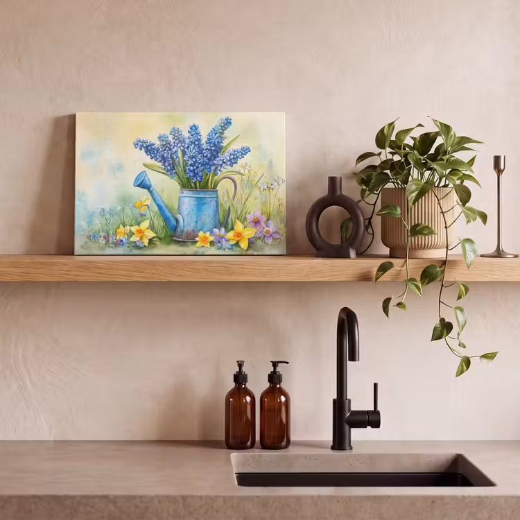 Canvas schilderij - Gieter - Lavendel - Bloesems — 3