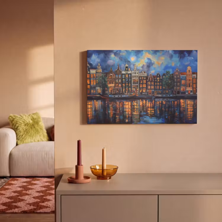 Canvas schilderij - Grachten Amsterdam - Huizen - Stad - Kleurrijk — 2