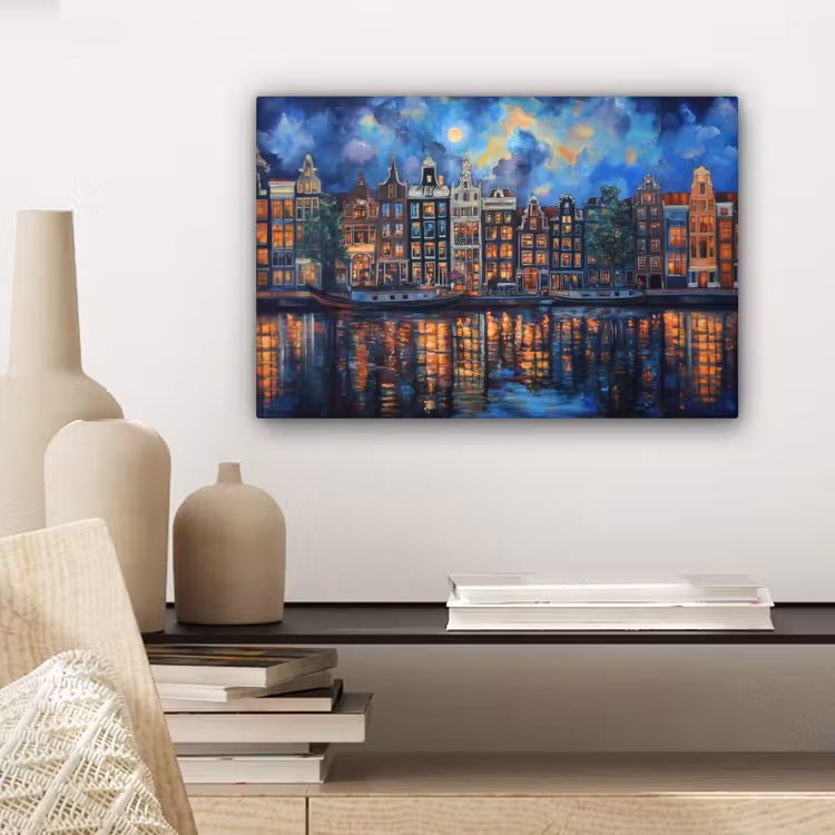 Canvas schilderij - Grachten Amsterdam - Huizen - Stad - Kleurrijk — 5