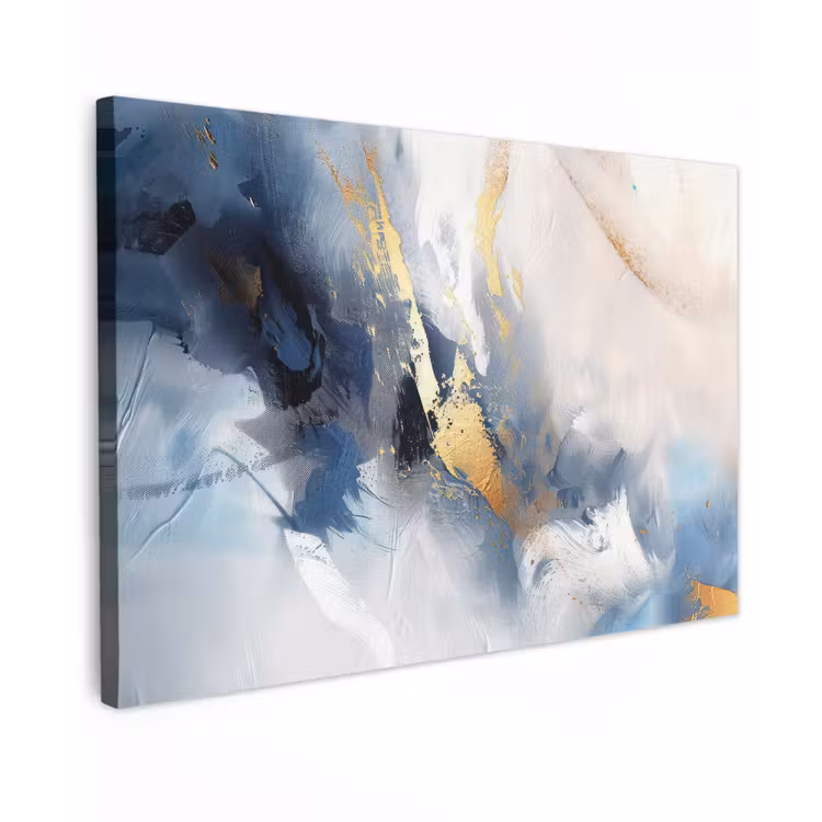 Canvas schilderij - Blauw - Modern - Marmer - Abstract - Goud — 1