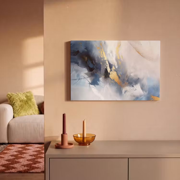 Canvas schilderij - Blauw - Modern - Marmer - Abstract - Goud — 2