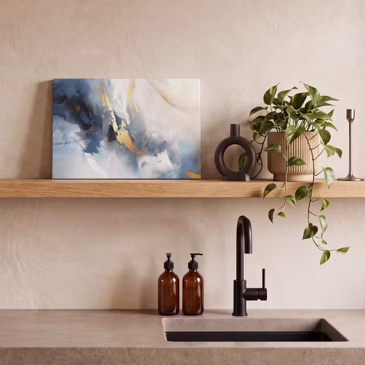 Canvas schilderij - Blauw - Modern - Marmer - Abstract - Goud — 3