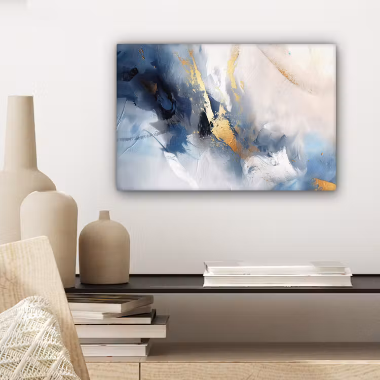 Canvas schilderij - Blauw - Modern - Marmer - Abstract - Goud — 5