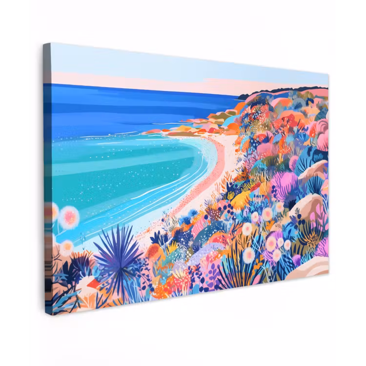 Canvas schilderij - Bloemenweide - Zee - Zomers — 1