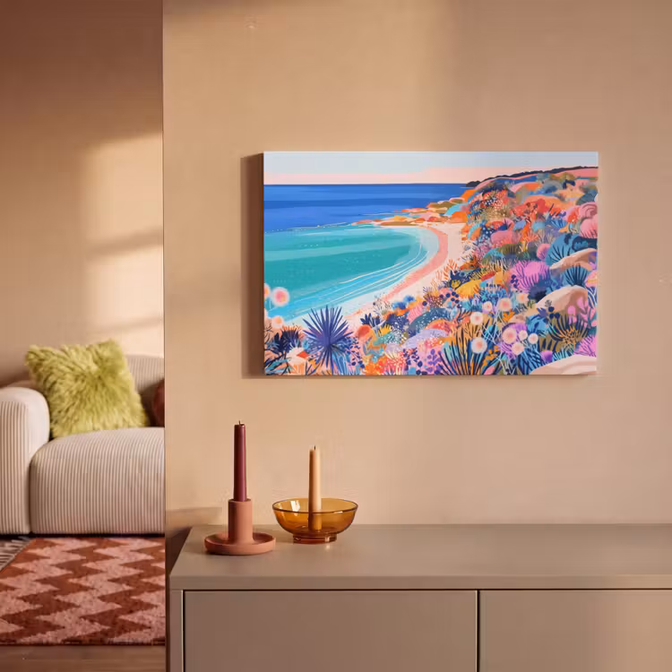 Canvas schilderij - Bloemenweide - Zee - Zomers — 2