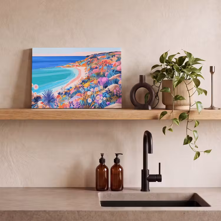 Canvas schilderij - Bloemenweide - Zee - Zomers — 3