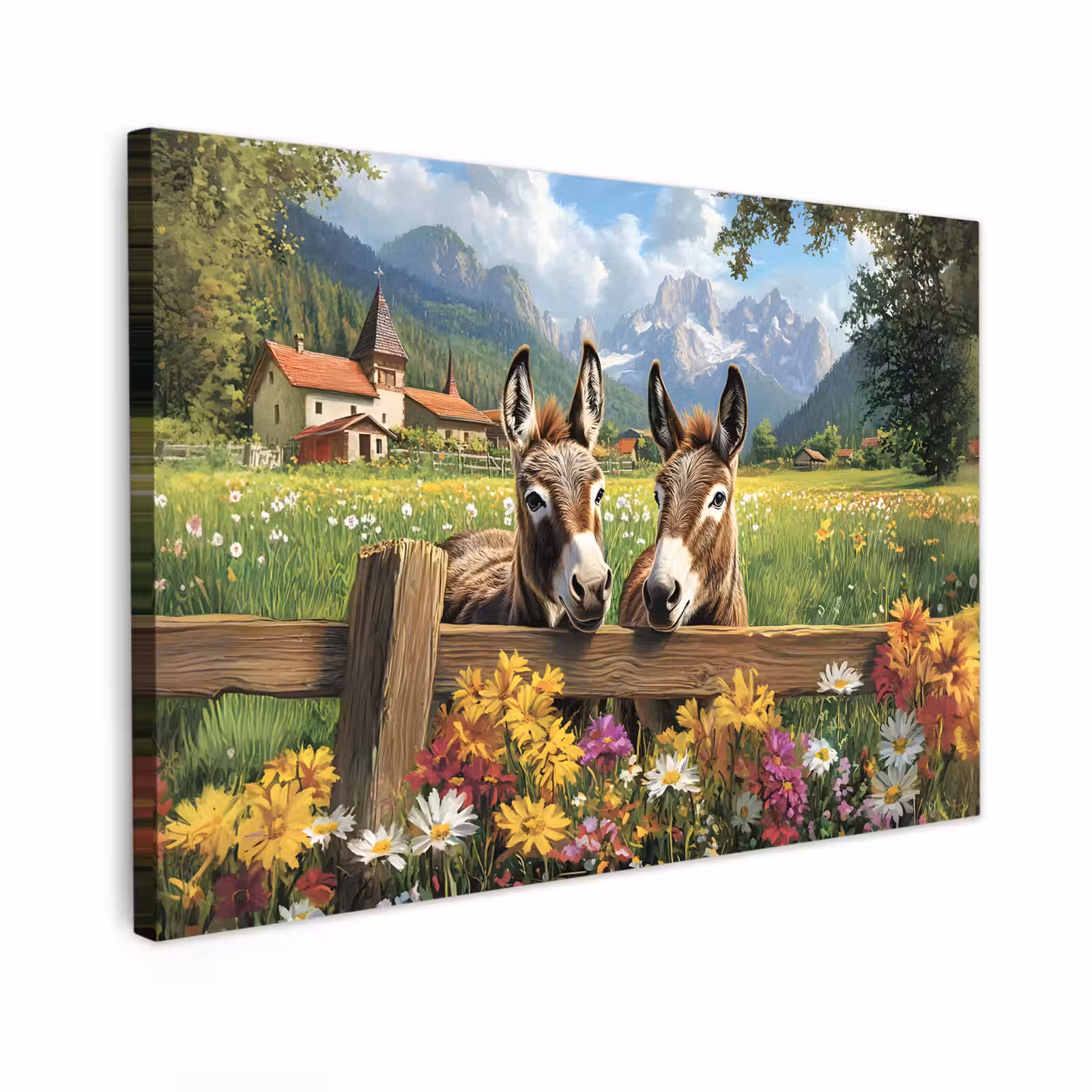 Canvas schilderij - Ezels - Bloemen - Zomers — 1