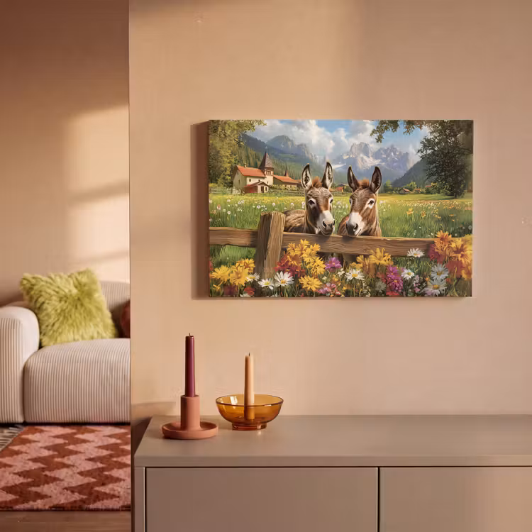 Canvas schilderij - Ezels - Bloemen - Zomers — 2