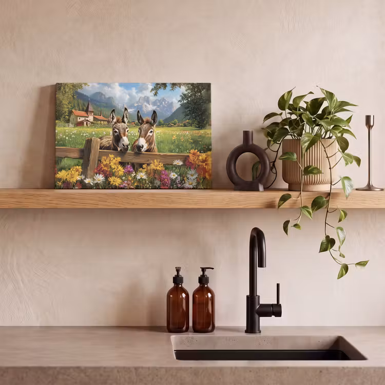 Canvas schilderij - Ezels - Bloemen - Zomers — 3