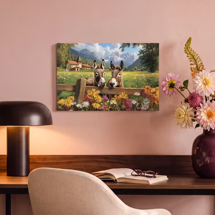 Canvas schilderij - Ezels - Bloemen - Zomers — 4