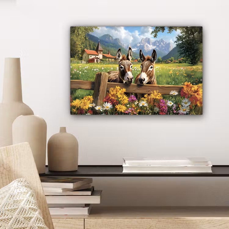 Canvas schilderij - Ezels - Bloemen - Zomers — 5