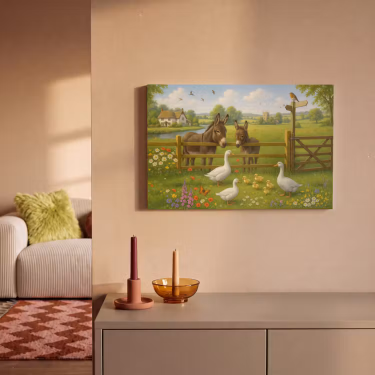Canvas schilderij - Ezels - Ganzen - Kleurrijk — 2
