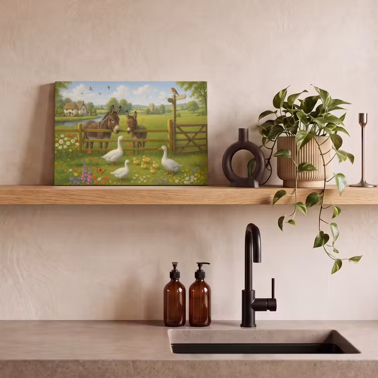 Canvas schilderij - Ezels - Ganzen - Kleurrijk — 3