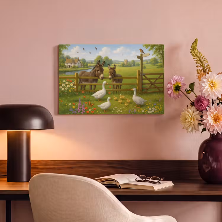 Canvas schilderij - Ezels - Ganzen - Kleurrijk — 4