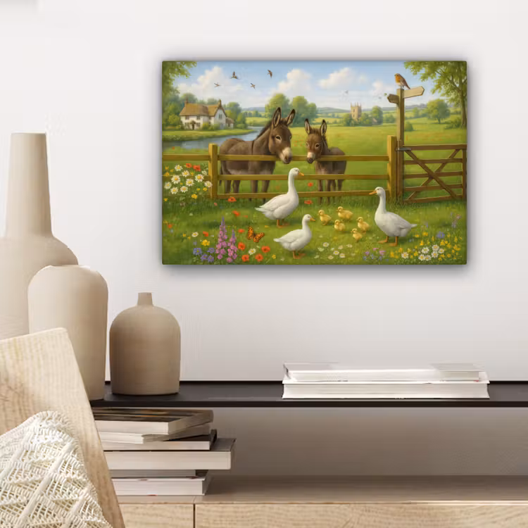 Canvas schilderij - Ezels - Ganzen - Kleurrijk — 5