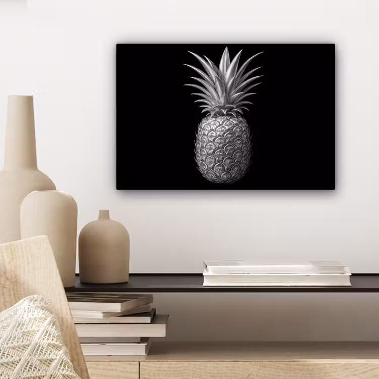 Canvas schilderij - Ananas - Gedetailleerd - Bladeren — 5