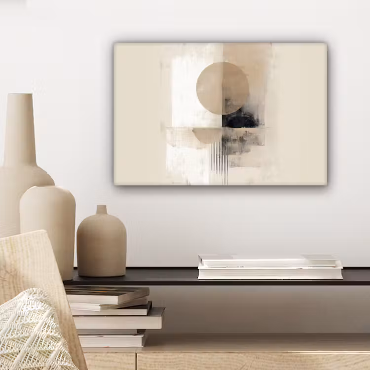 Canvas schilderij - Cirkel - Compositie - Diepte - Beige — 5