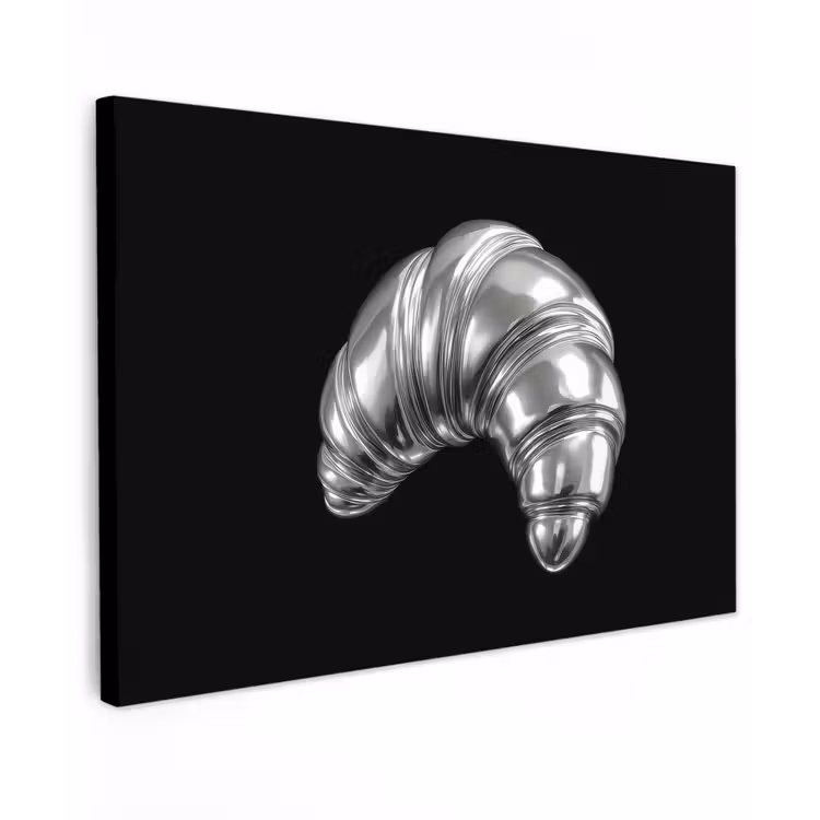 Canvas schilderij - Croissant - Metaal - Zilver — 1