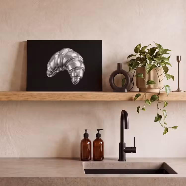 Canvas schilderij - Croissant - Metaal - Zilver — 3