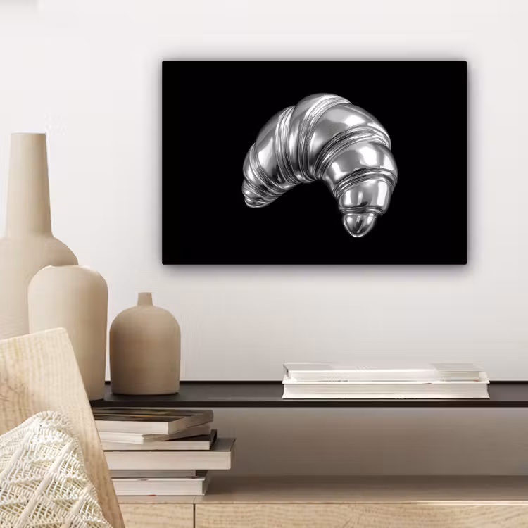 Canvas schilderij - Croissant - Metaal - Zilver — 5