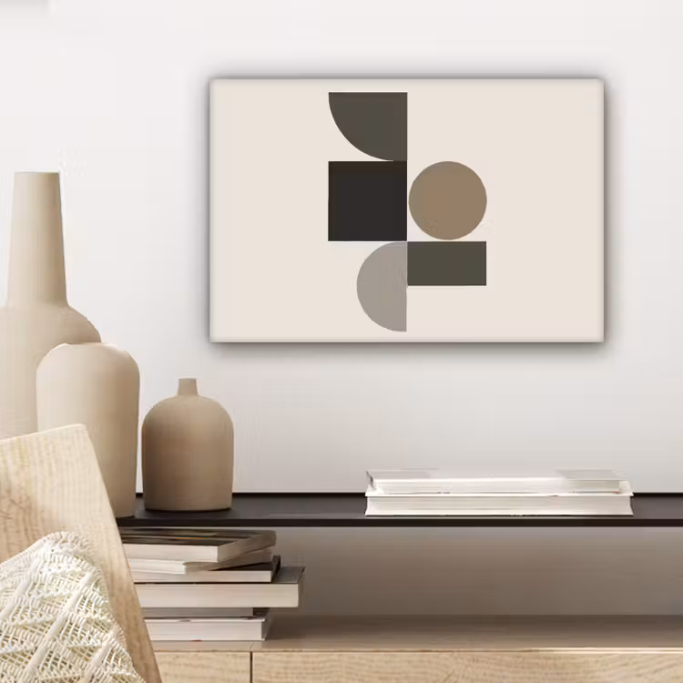Canvas schilderij - Aardetinten - Abstracte compositie - Eenvoudige vormen — 5