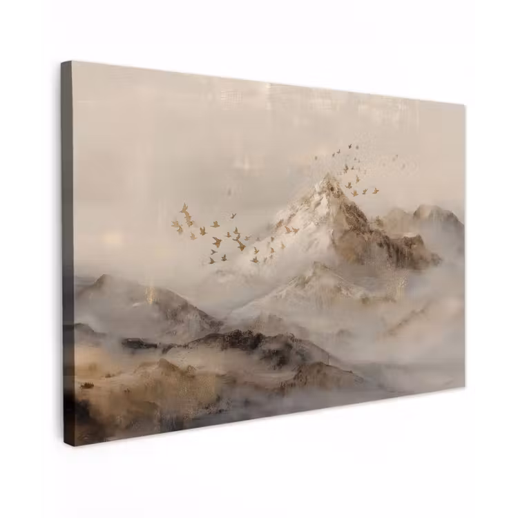 Canvas schilderij - Berglandschap - Mist - Penseelstreken — 1