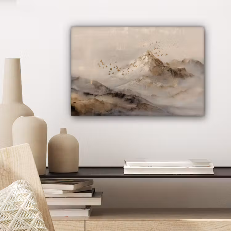 Canvas schilderij - Berglandschap - Mist - Penseelstreken — 5