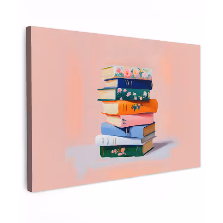 Canvas schilderij - Boeken - Stapel - Kleurrijk — 1