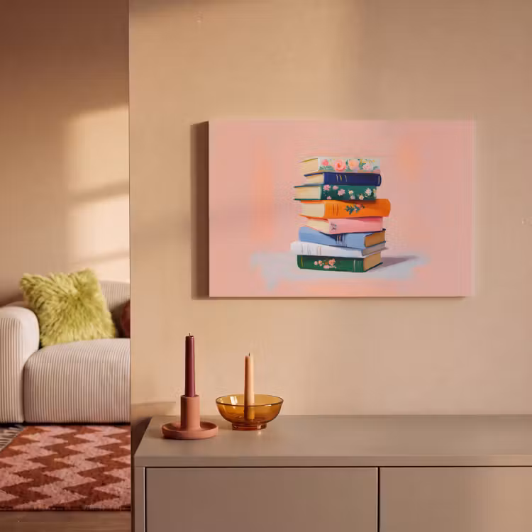 Canvas schilderij - Boeken - Stapel - Kleurrijk — 2