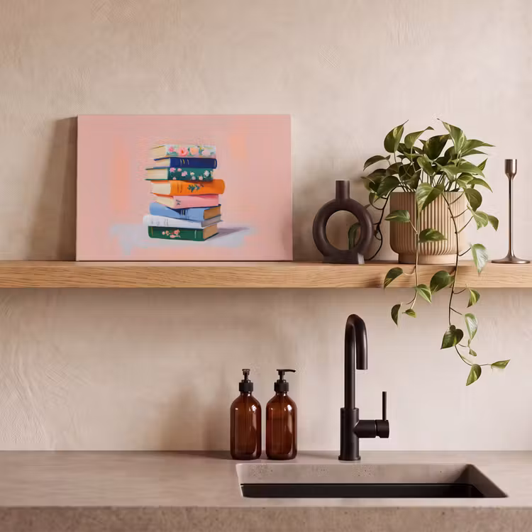 Canvas schilderij - Boeken - Stapel - Kleurrijk — 3