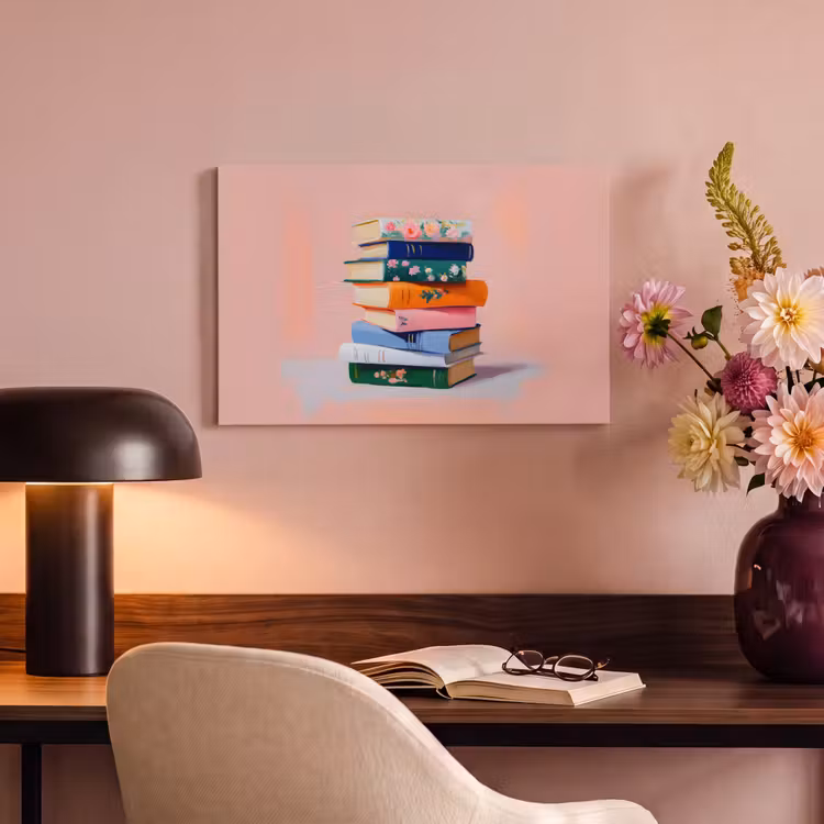 Canvas schilderij - Boeken - Stapel - Kleurrijk — 4