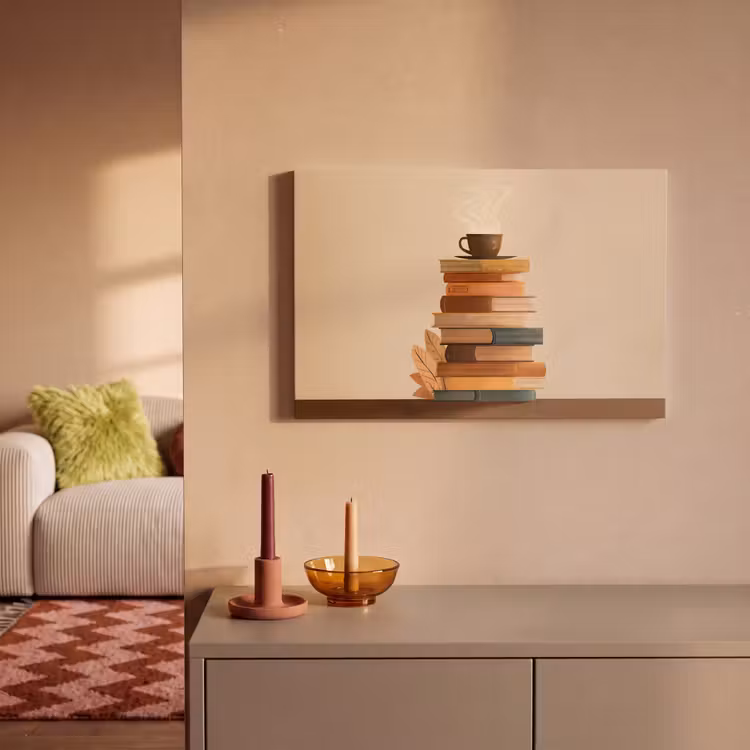Canvas schilderij - Boeken - Toren - Koffie - Beige — 2