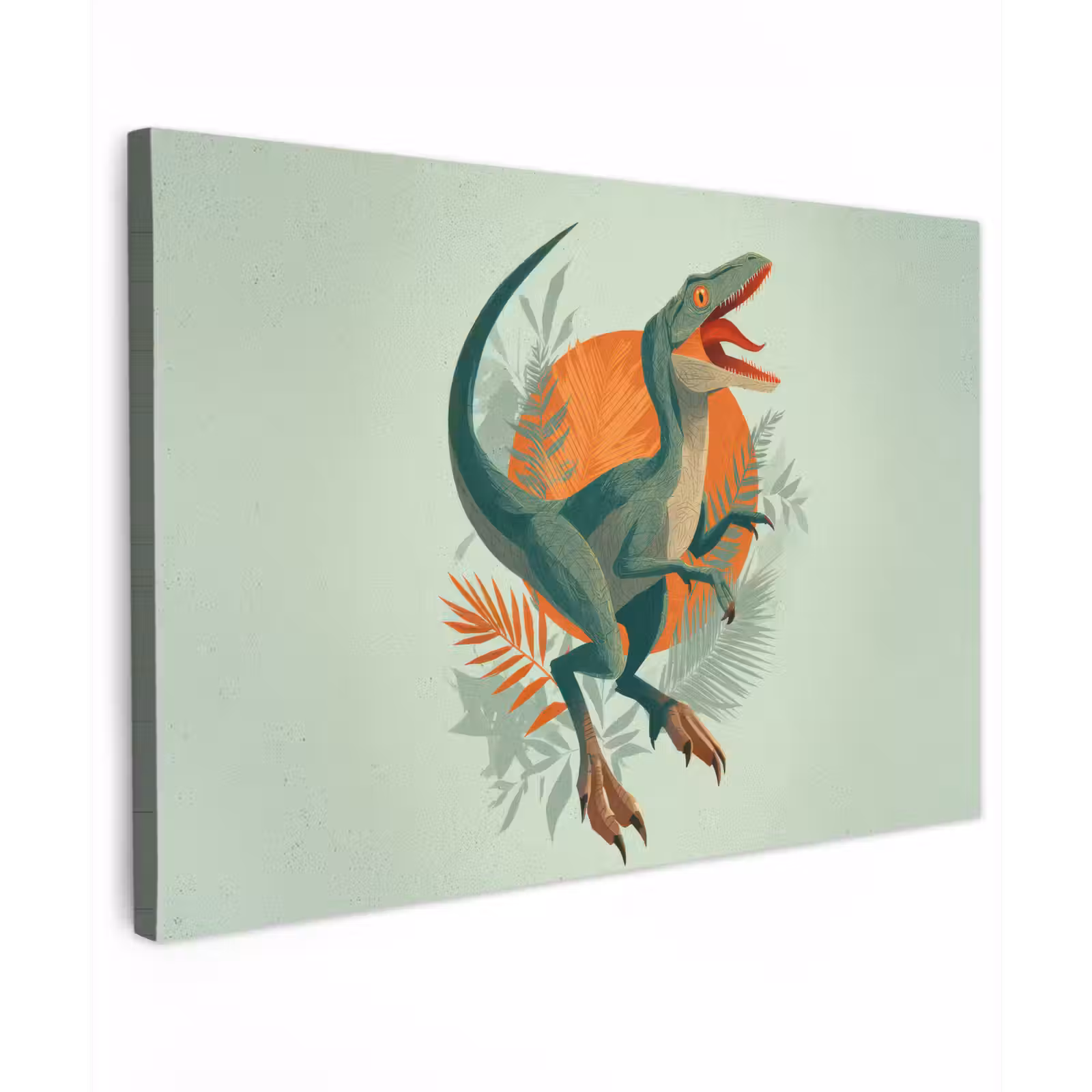 Canvas schilderij - Dino - Bladeren - Grafisch - Groen — 1