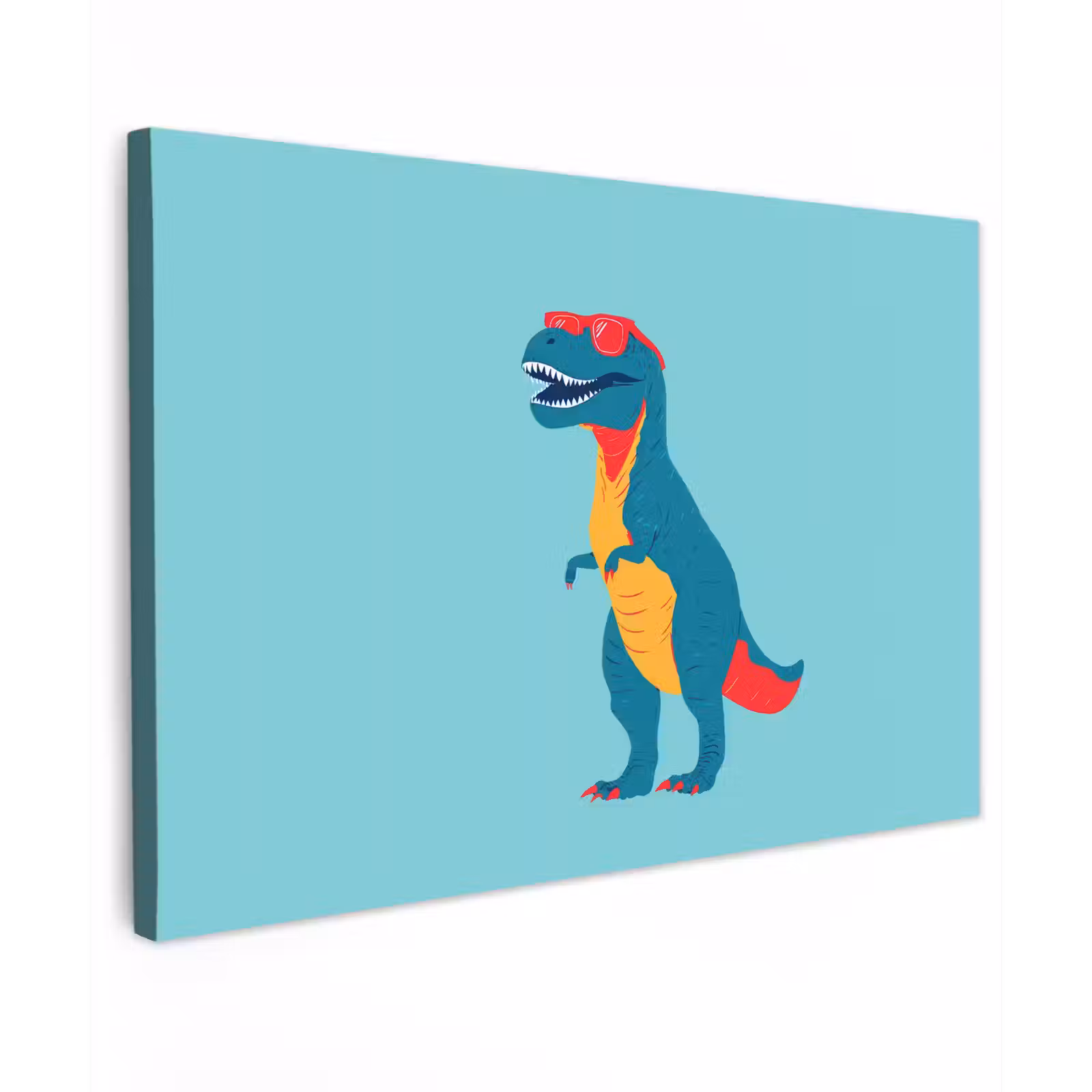 Canvas schilderij - Dinosaurus - Blauw - Zonnebril — 1
