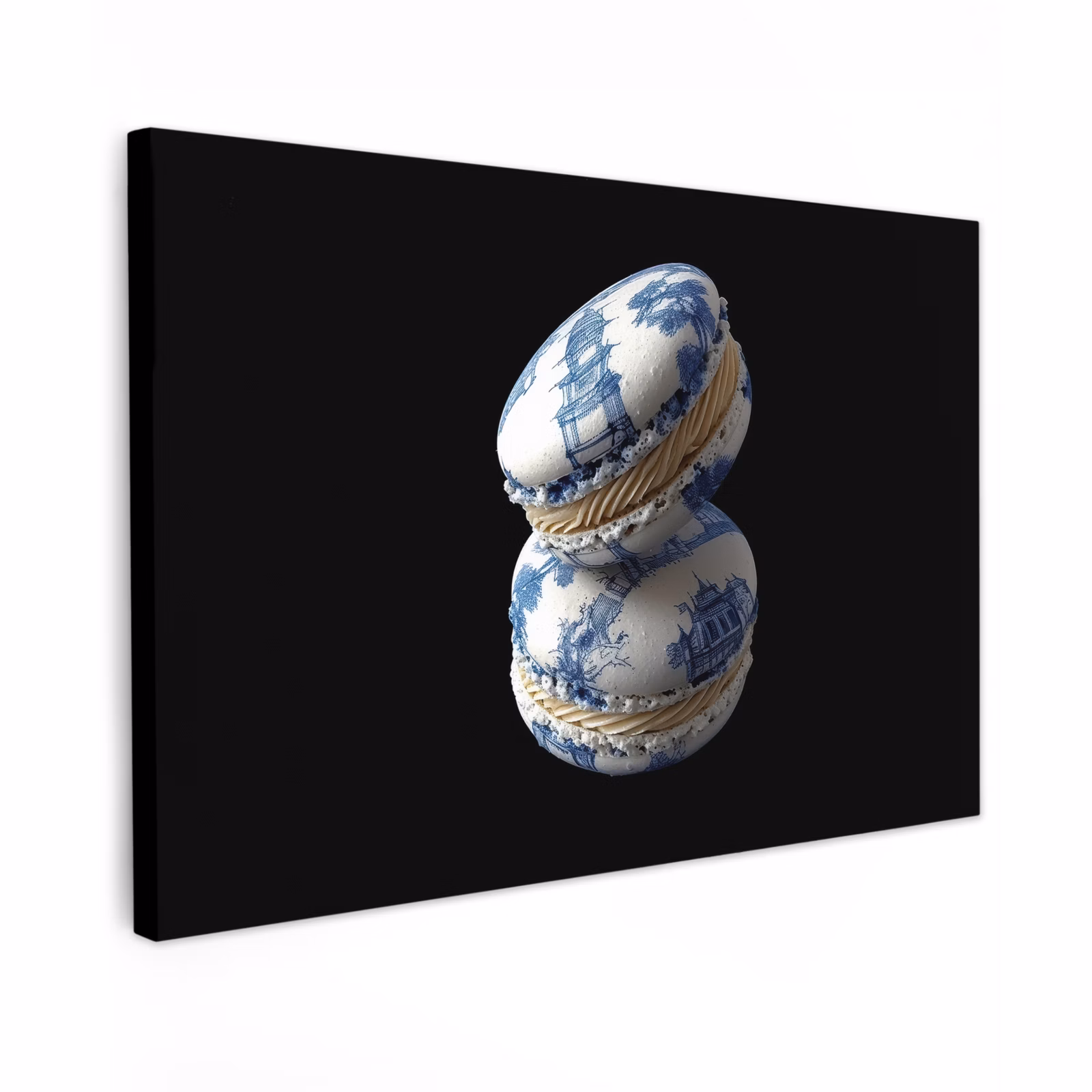 Canvas schilderij - Eten - Macarons - Delfts blauw - Koekjes — 1