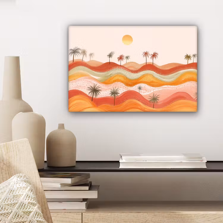 Canvas schilderij - Abstract landschap - Palmbomen - Kleurrijk — 5