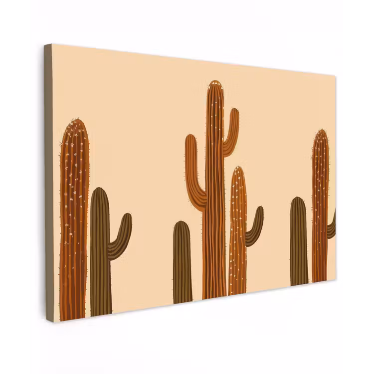 Canvas schilderij - Cactus - Woestijn - Zand - Bruin — 1