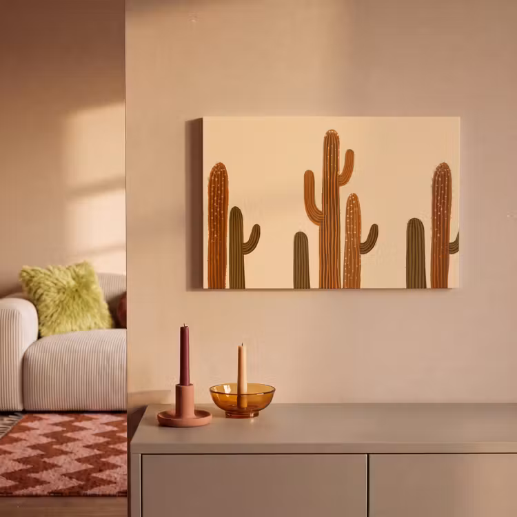 Canvas schilderij - Cactus - Woestijn - Zand - Bruin — 2
