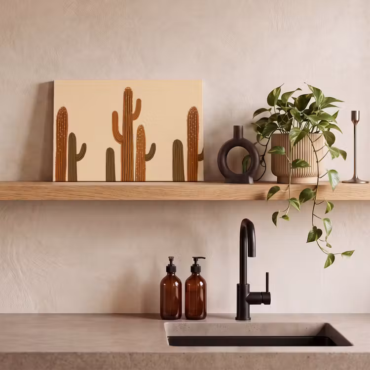 Canvas schilderij - Cactus - Woestijn - Zand - Bruin — 3