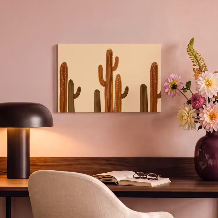 Canvas schilderij - Cactus - Woestijn - Zand - Bruin — 4