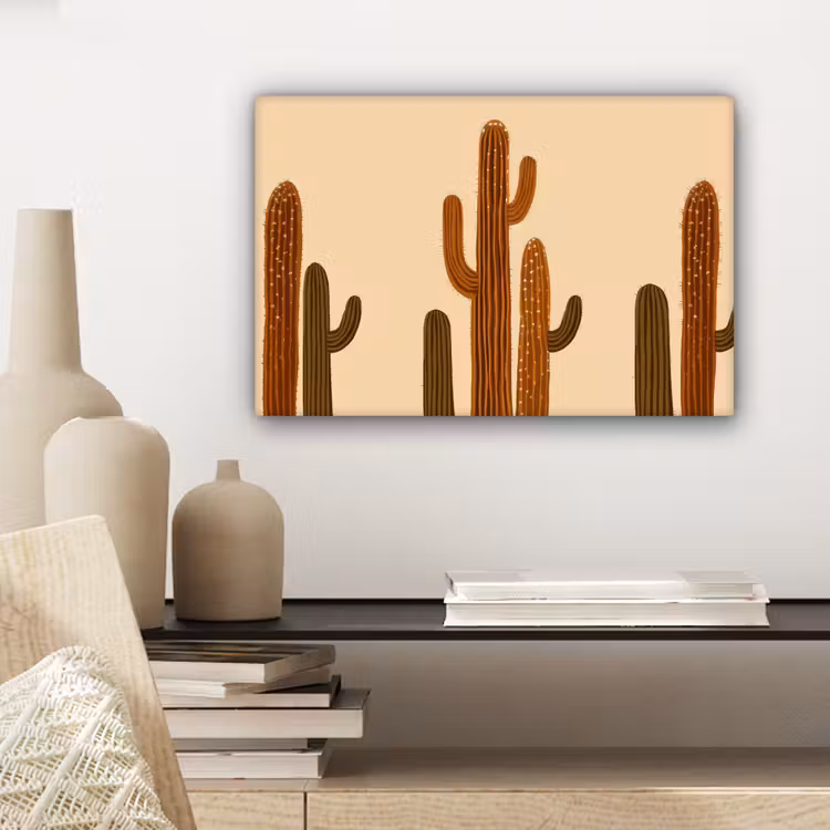 Canvas schilderij - Cactus - Woestijn - Zand - Bruin — 5