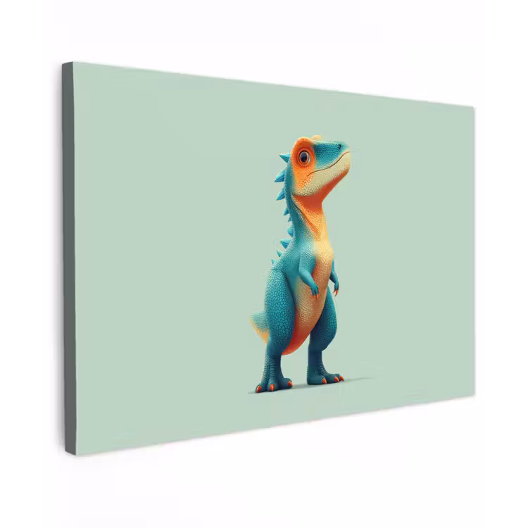 Canvas schilderij - Cartoon - Dino - Oranje - Stekels — 1