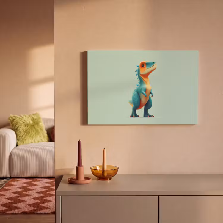 Canvas schilderij - Cartoon - Dino - Oranje - Stekels — 2