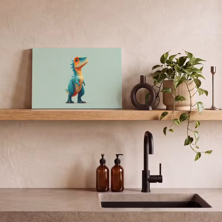 Canvas schilderij - Cartoon - Dino - Oranje - Stekels — 3