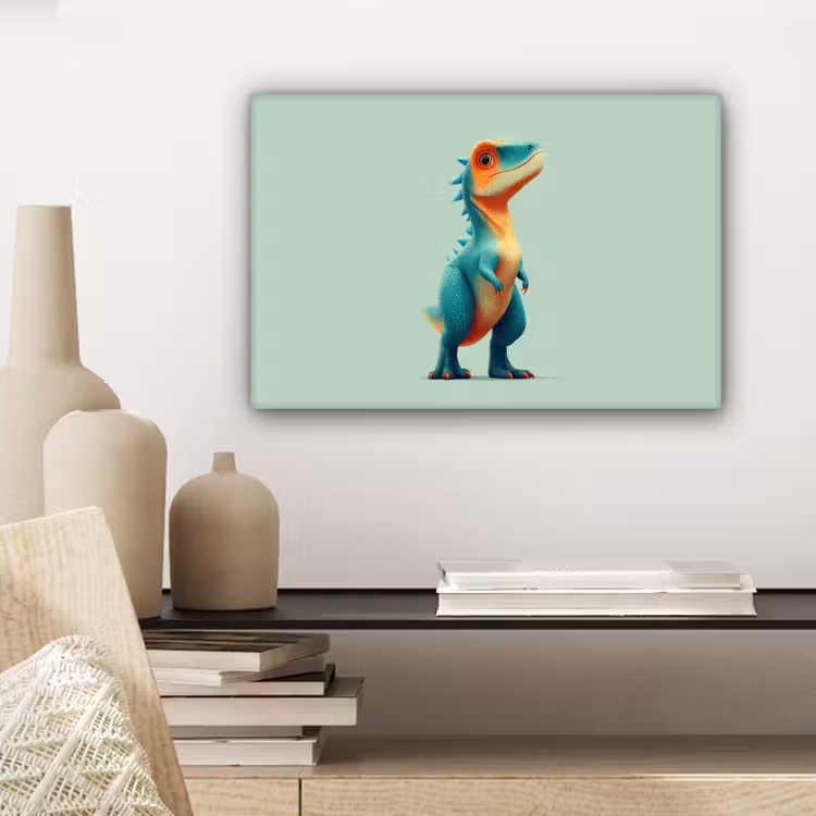 Canvas schilderij - Cartoon - Dino - Oranje - Stekels — 5