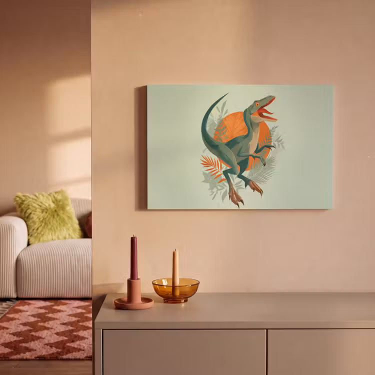 Canvas schilderij - Dino - Bladeren - Grafisch - Groen — 2