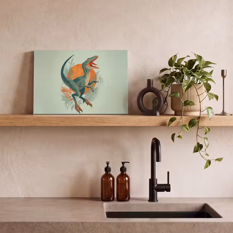 Canvas schilderij - Dino - Bladeren - Grafisch - Groen — 3