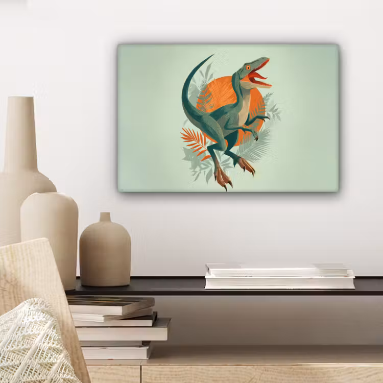 Canvas schilderij - Dino - Bladeren - Grafisch - Groen — 5