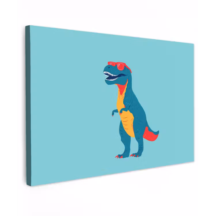 Canvas schilderij - Dinosaurus - Blauw - Zonnebril — 1